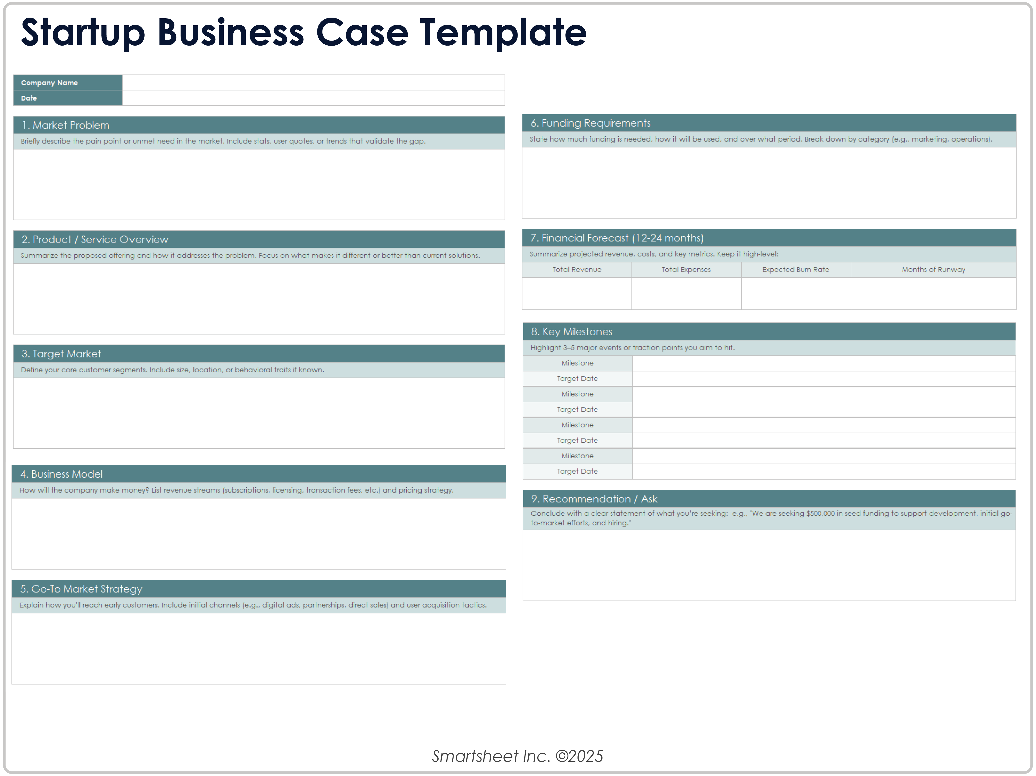 Modello di business case per startup