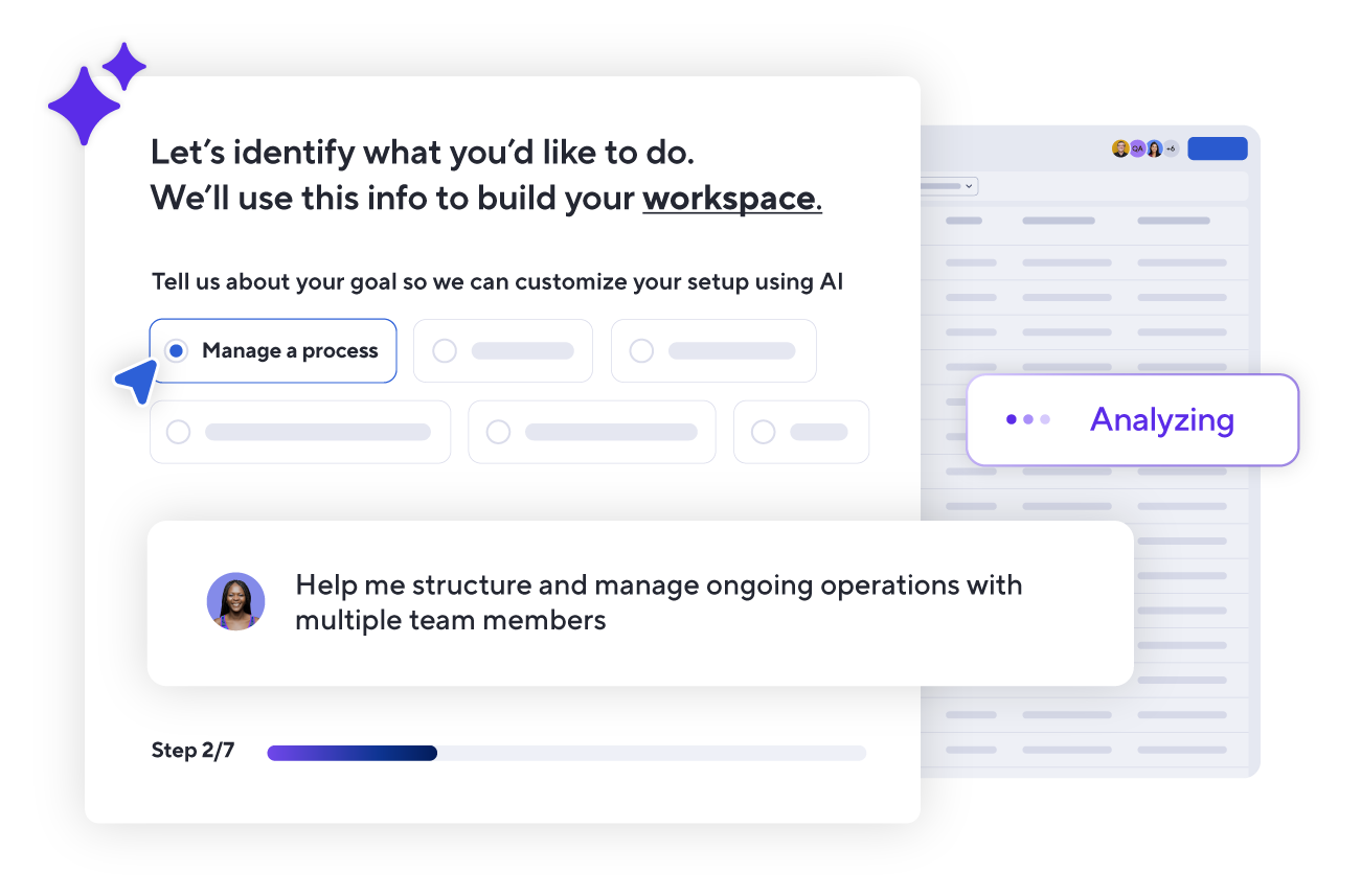 Product screen of Smartsheet AI