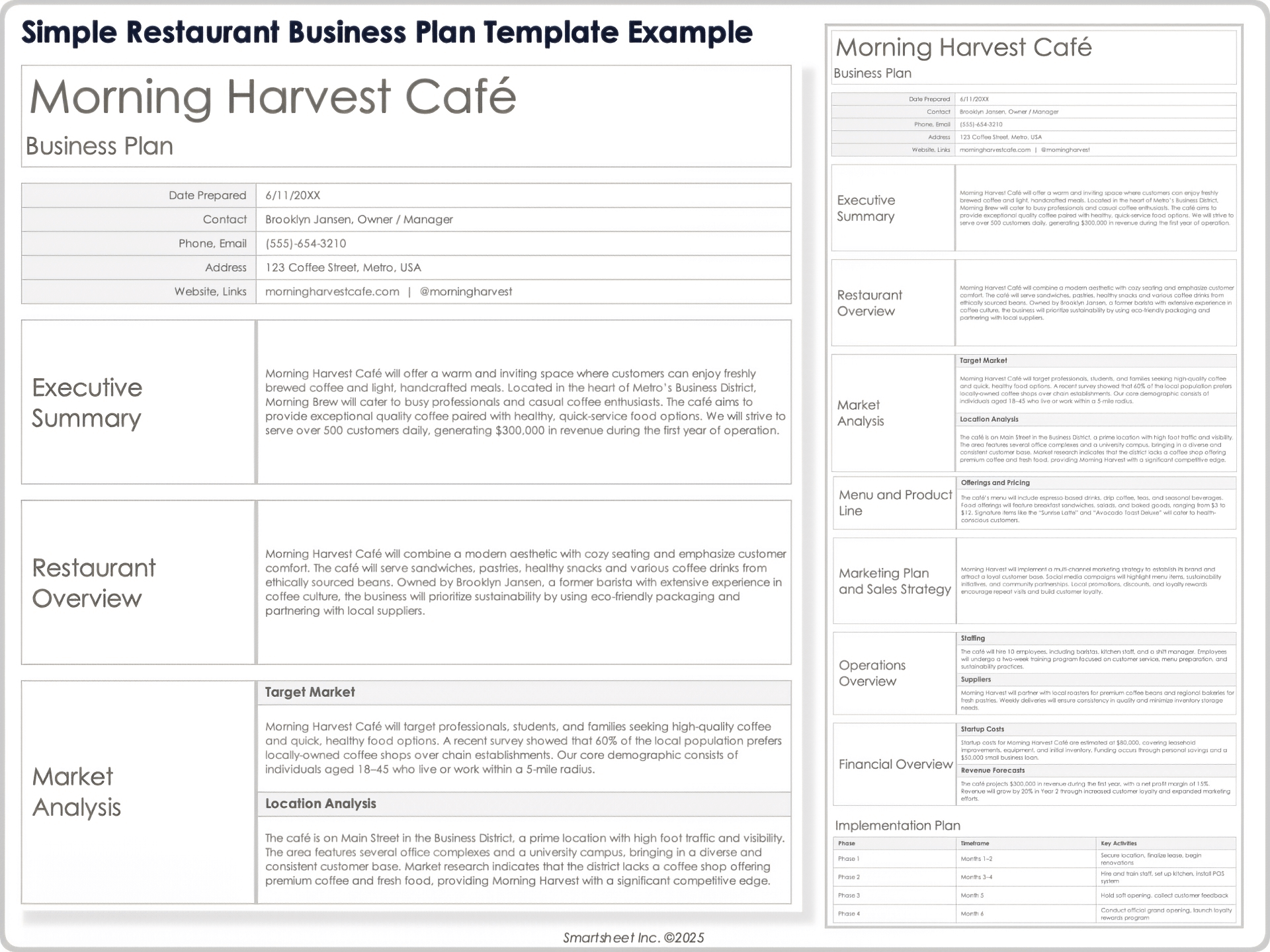 Simple Restaurant Business Plan Template Example