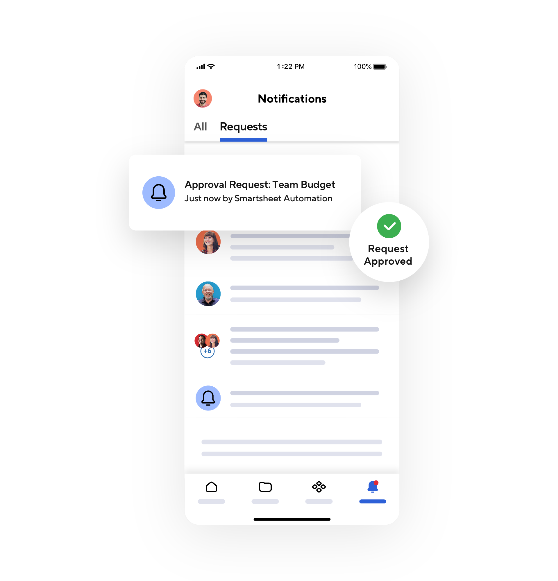 Smartsheet notifications on mobile app