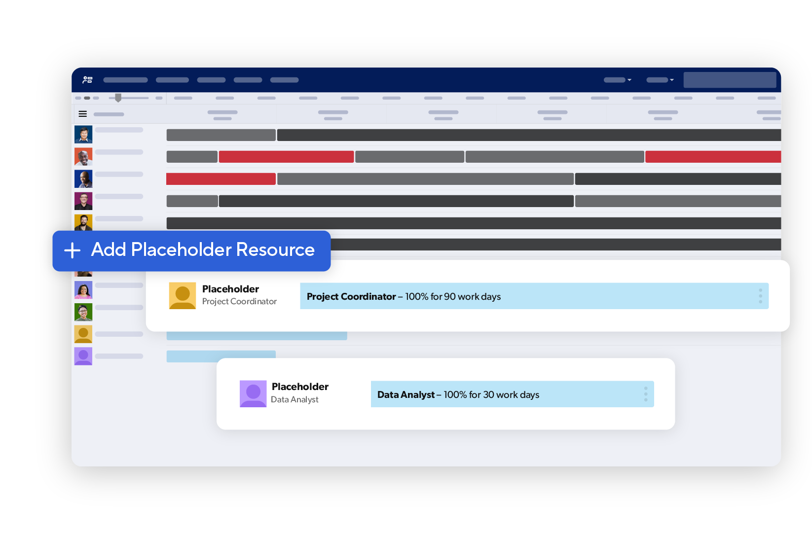 Resource management heatmap