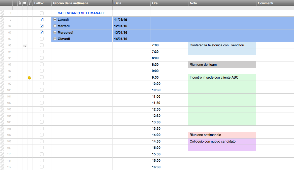 Modelli di pianificazione settimanale gratuiti per Excel - Smartsheet