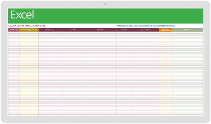  Modello di calendario di e-mail marketing
