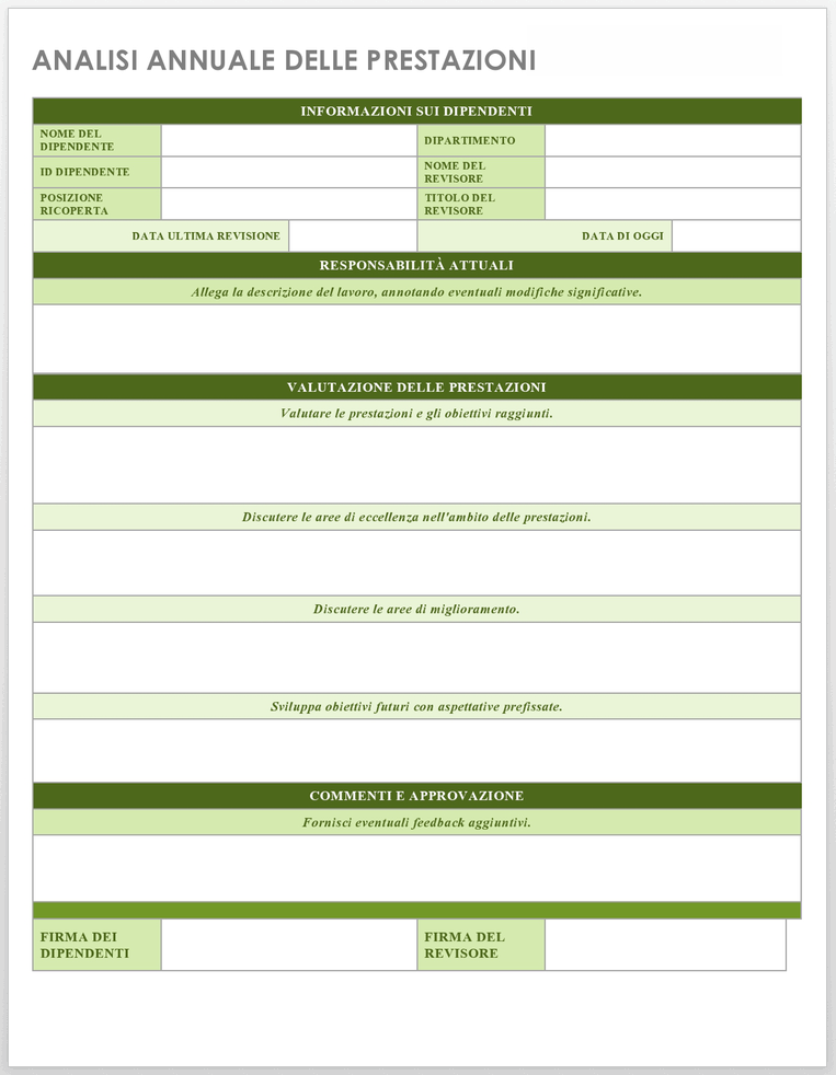 Annual Performance Review Template - Italian 
