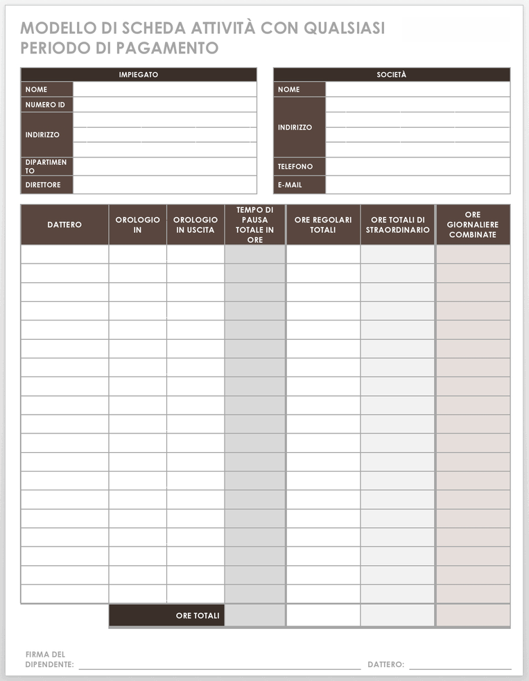 17 modelli di timesheet e cartellini gratuiti