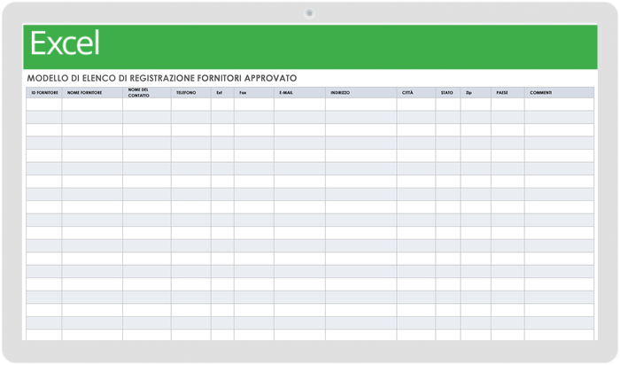 Elenco di registrazione dei fornitori approvati