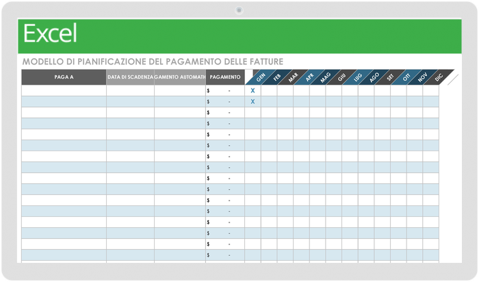 download gratuito di modello di fattura Excel