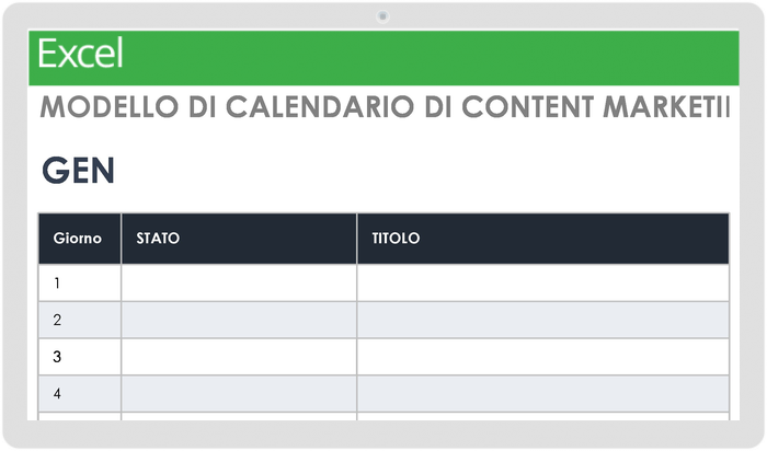 Calendario del marketing dei contenuti