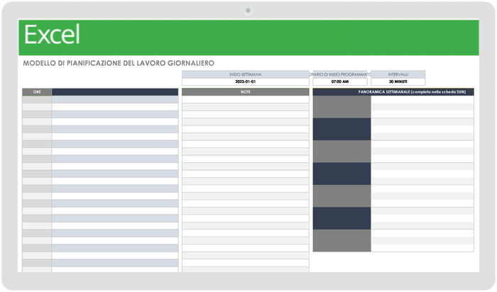 Modelli di schedulazione del lavoro giornalieri gratuiti