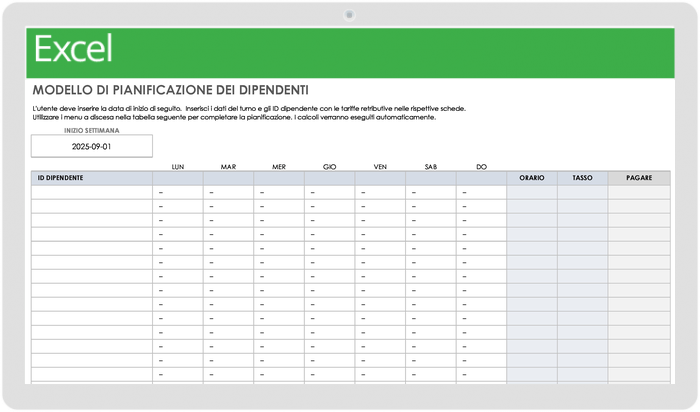 Employee Schedule Template for Excel - Italian 