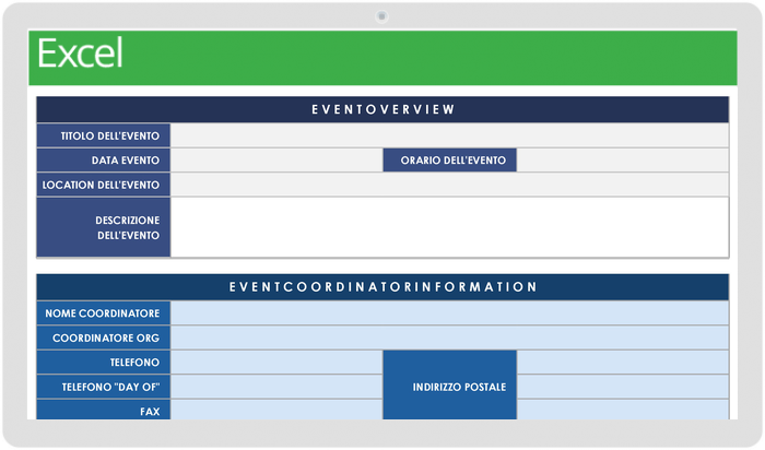 Modelli di pianificazione di eventi - Modello di pianificatore di eventi