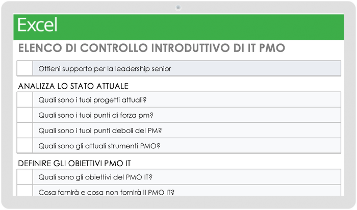  Modello di elenco di controllo per iniziare a IT PMO