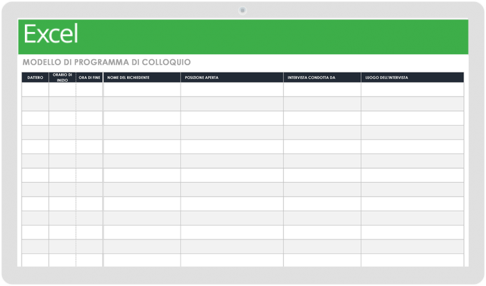  Modello di calendario delle interviste