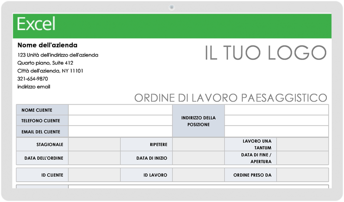  Modello di ordine di lavoro paesaggistico