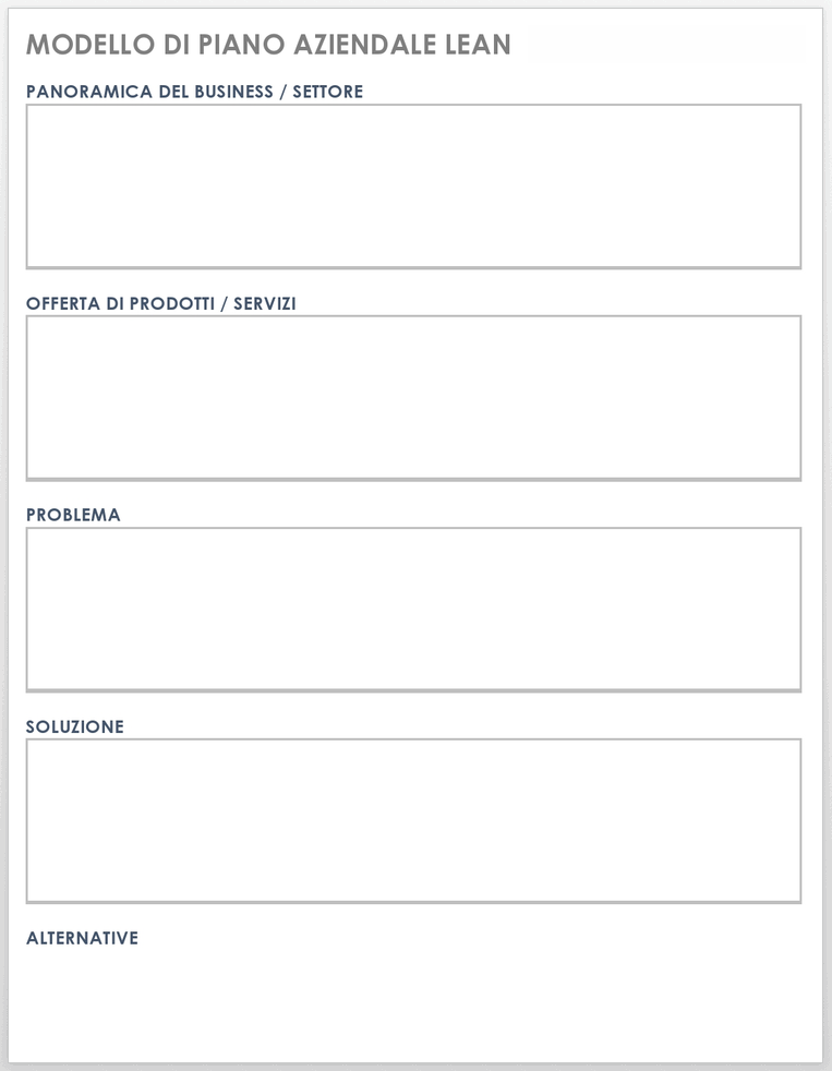 Modello di business plan snello