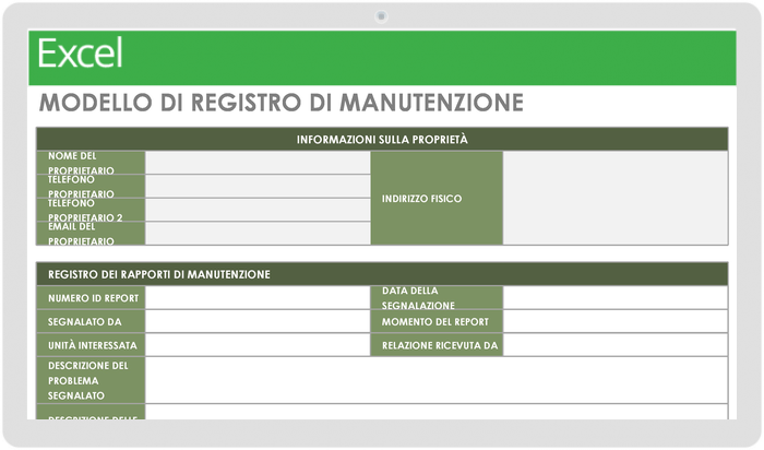  Modello di registro di manutenzione