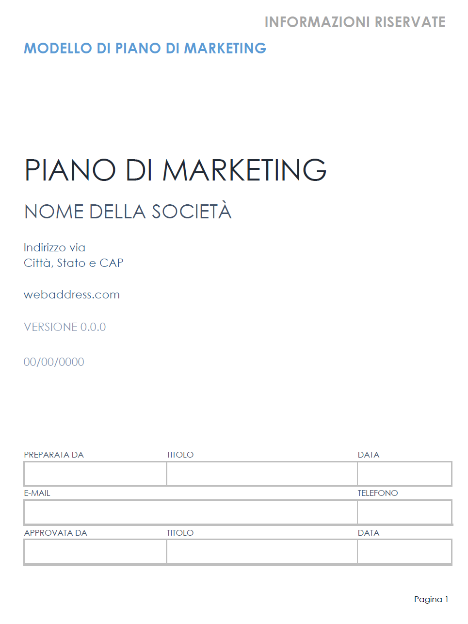  Modello di piano di marketing