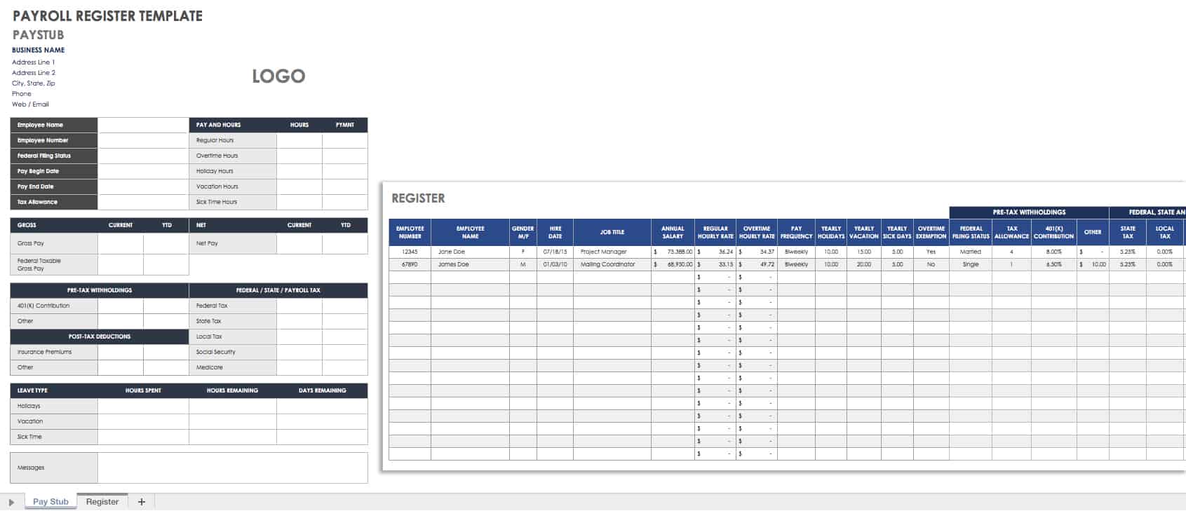 Payroll Register Template