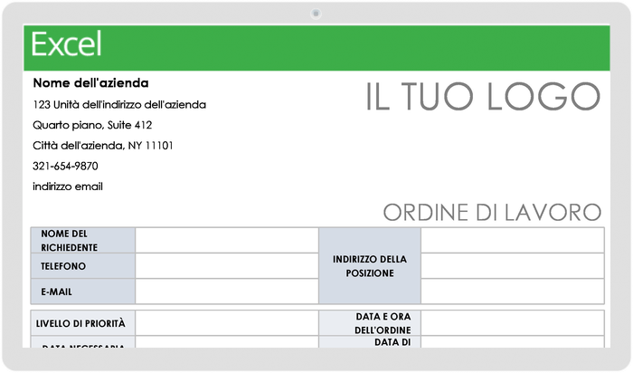 Modello di modulo di richiesta di ordine di lavoro stampabile