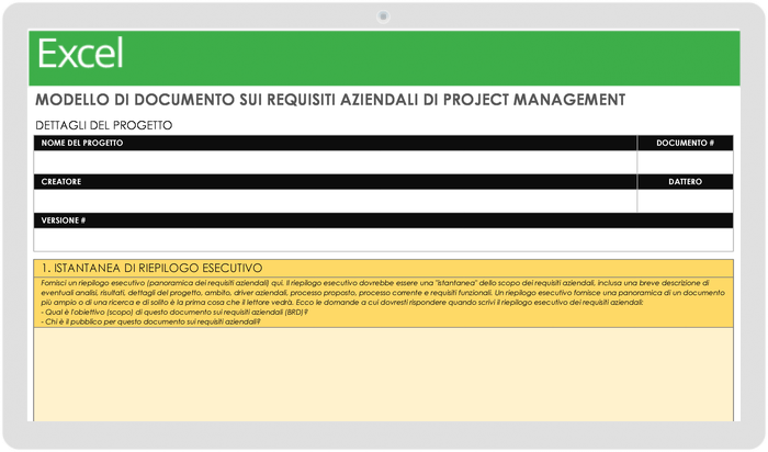 Documento sui requisiti aziendali per la gestione dei progetti