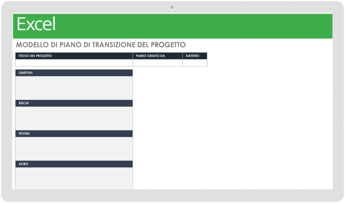  Modello di piano di transizione del progetto