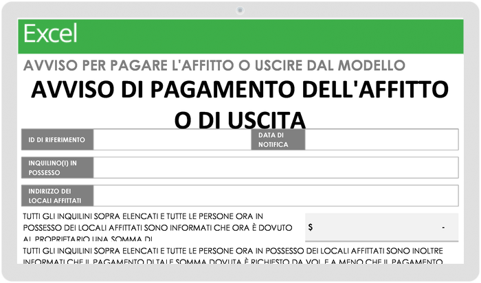  Modello di avviso di gestione della proprietà per il pagamento dell'affitto o di uscita