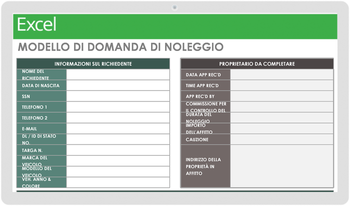 Modello di richiesta per la gestione della proprietà