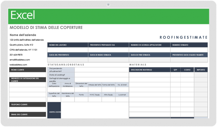  Modello di preventivo per coperture