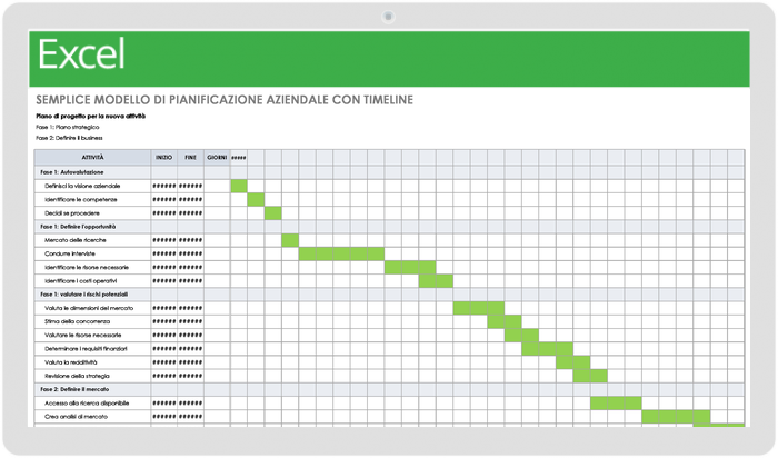 business plan excel semplificato