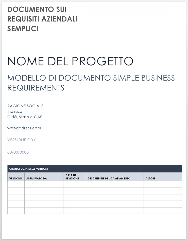 Documento sui requisiti aziendali semplici