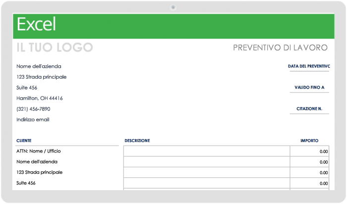 Modello di preventivo di costruzione semplice