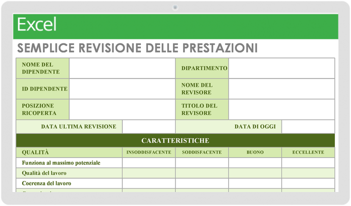 Simple Performance Review Template - Italian 