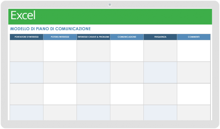 Modello di piano di comunicazione Six Sigma