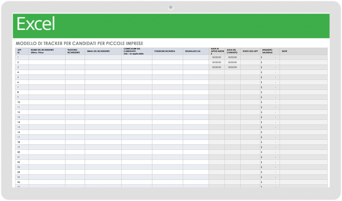 Modello di tracker per candidati per piccole imprese