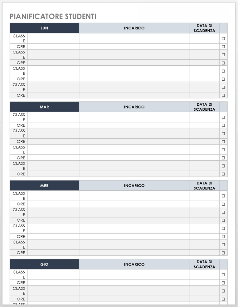 Modelli di pianificazione settimanale gratuiti per Excel - Smartsheet