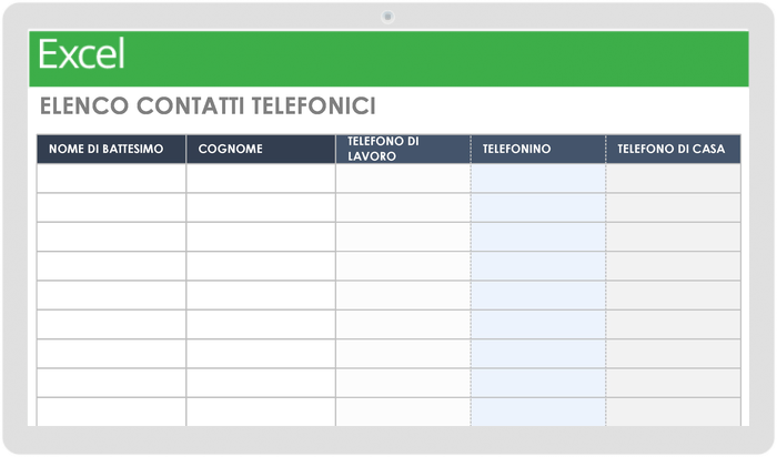 Modelli di elenchi di contatti gratuiti