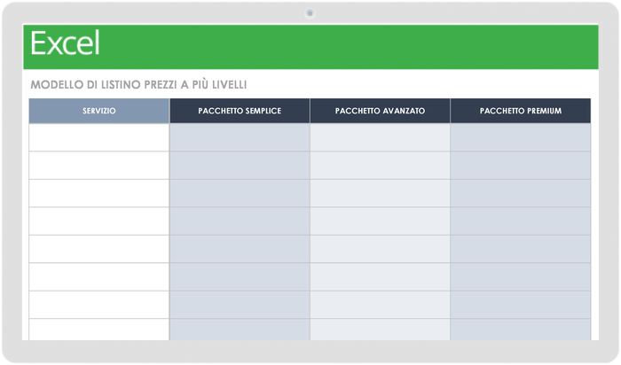 Modello di listino prezzi a più livelli