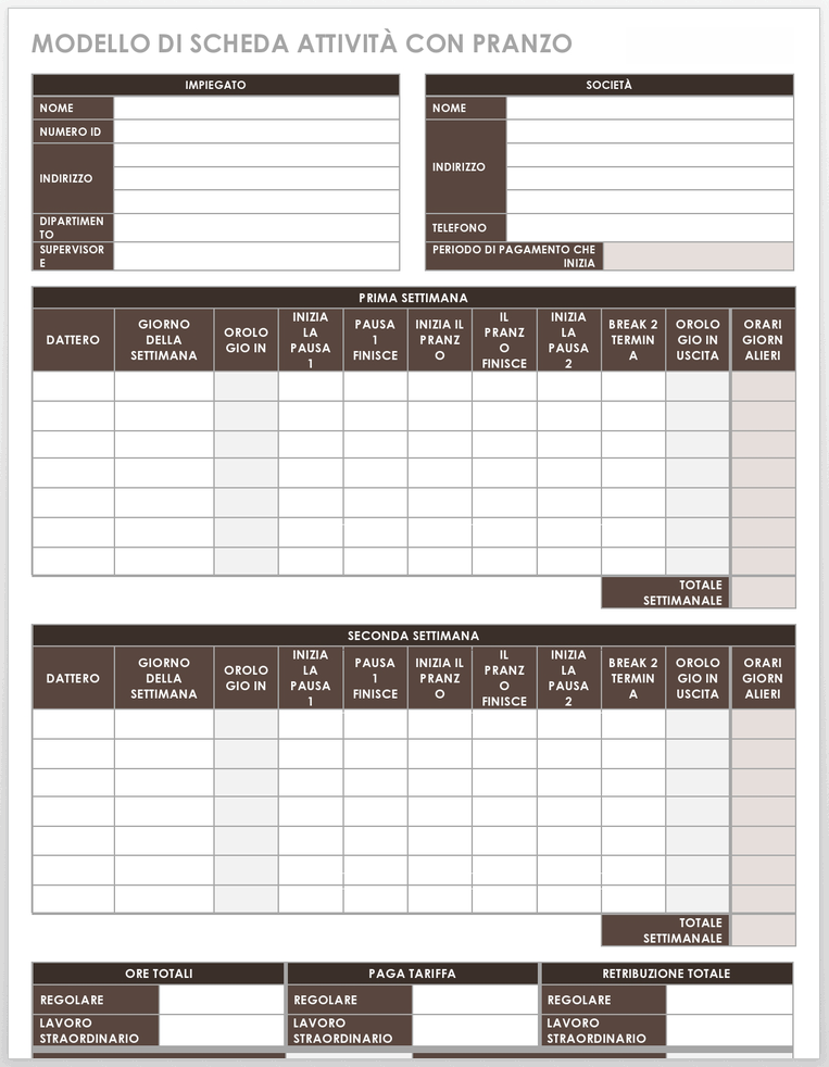 17 modelli di timesheet e cartellini gratuiti