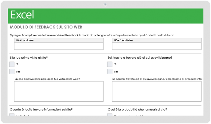 Website Feedback Form Template - Italian