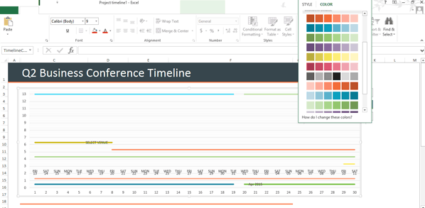 Modificare i colori della sequenza temporale in Excel