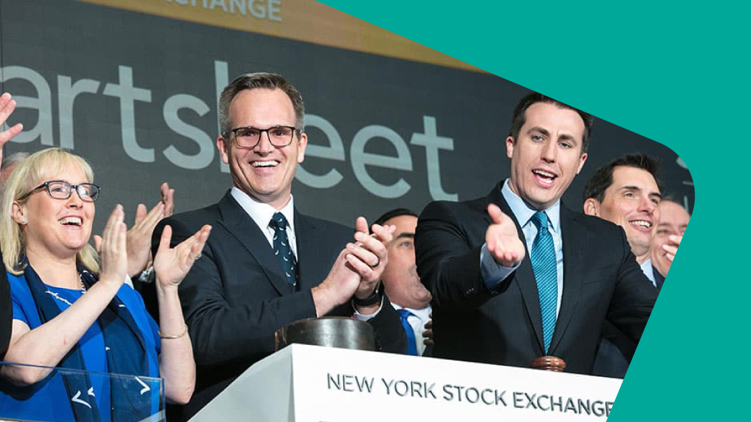 Mark Mader and other c-suite officials at the New York Stock Exchange