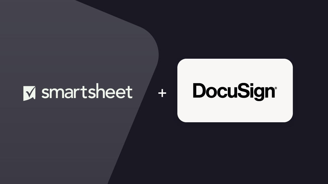 The Smartsheet and Docusign logo with an addition sign in between them