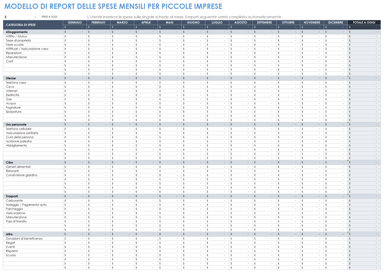 Modelli Di Nota Spese Per Piccole Imprese Gratuiti | Smartsheet