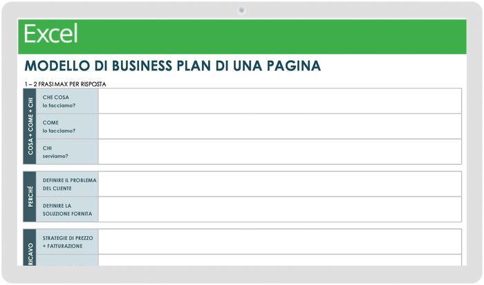 business plan template word italiano