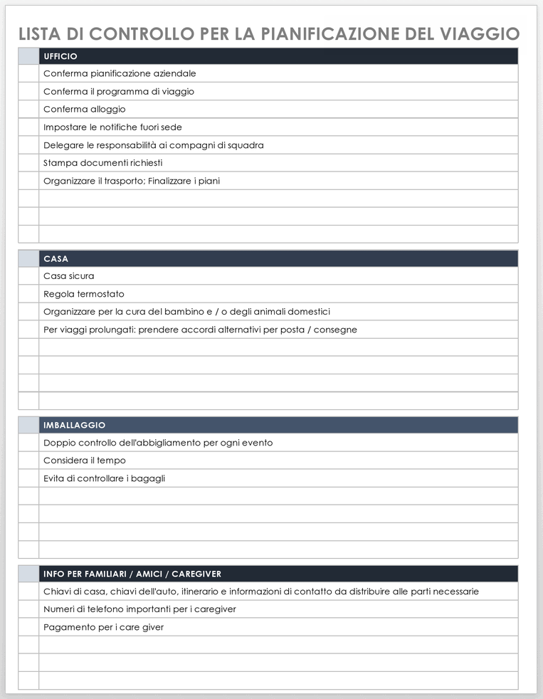 Modelli di itinerario gratuiti Smartsheet