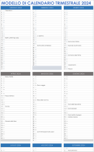  Modello di calendario trimestrale 2024
