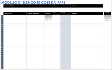 Modello di elenco delle cose da fare per un evento